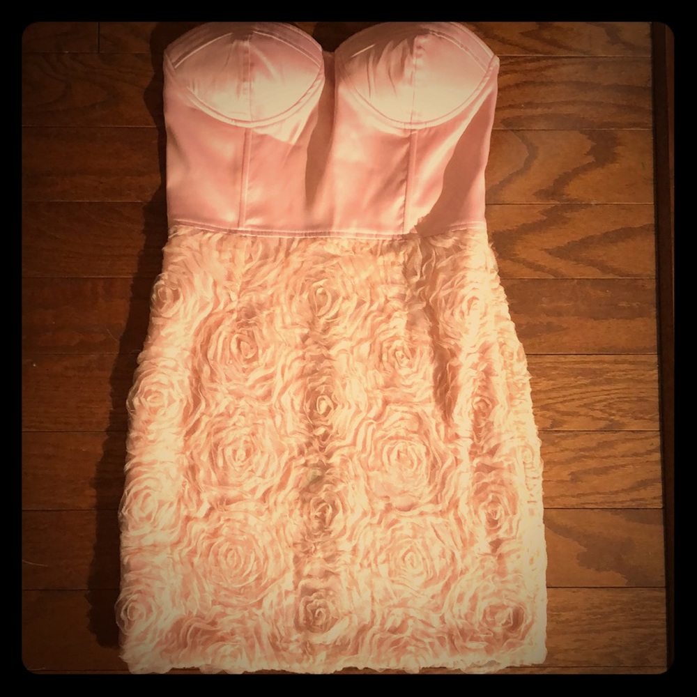 Pink strapless dress w/ bottom detailing